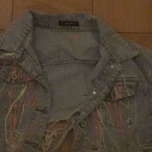Shein ripped cropped jean jacket
